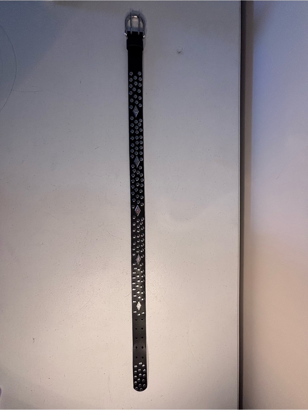 Urban Outfitters Black Studded Leather Belt with Silver Accents